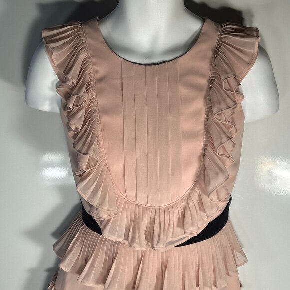 BCBGMaxAzria SZ6 Britt Bare Pink Flowy Dress Cut Outs Fairy Coquette Party - Picture 8 of 14